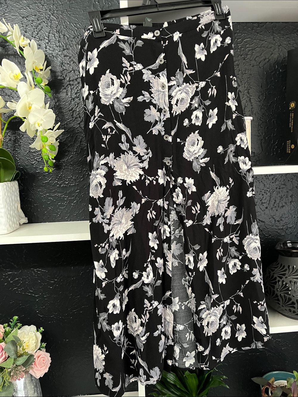 wild fable Black Floral Midi Skirt